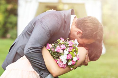 Beautiful wedding couple enjoying wedding